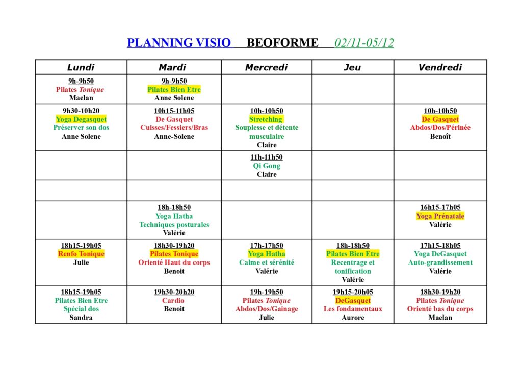 Planning Visio Confinement